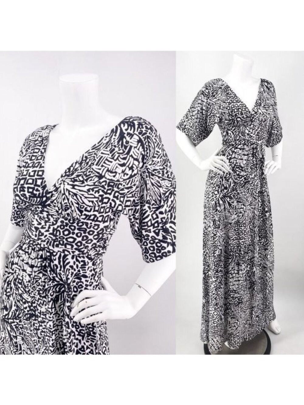 NWT LILLY PULITZER Parigi Maxi Wrap Dress Black and White size XXS - Picture 2 of 10